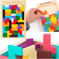MONTESSORI DREVENÉ TETRIS BLOCKS MONTESORI TANGRAM PUZZZZ