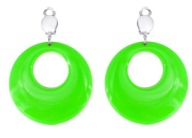 CLIPS náušnice NEON GREEN HOOPS DISCO outfit 70. a 80. roky 20. storočia