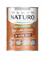 Naturo mokré krmivo pre psov hovädzie kuracie mäso v želé 390g