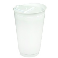 Opakovane použiteľný biely pohár s viečkom 500 ml