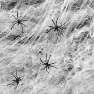 Biela pavučina 4 pavúky 60 g Halloweenska dekorácia dekorácie