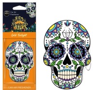 VEŠIAK NA ZRKADLO VÔŇA DO AUTA MUERTOS Gold Tattoo lebka
