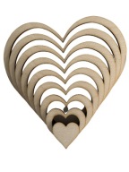 Drevený prsteň na srdce makramé, základ HEART, 8 ks.