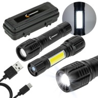 VÝKONNÉ TAKTICKÉ DOBÍJACIE SVETLO LED USB PUZDRO