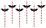 Papierové slamky, 6 ks s BAT na HALLOWEEN
