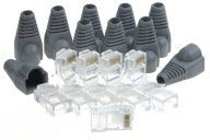 Internetová zástrčka RJ45, šedý kryt, 10 kusov