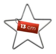 Kovová hviezda STRIEBORNÁ 13 cm s drôteným podstavcom