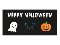 Halloweensky plagát Duch, Mačka, Tekvica - 70x33 cm