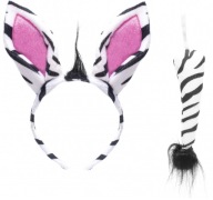 ZEBRA Set Čelenka Ears Tail Outfit Zoo Party Ball