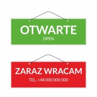 Nápis OTVORENÉ, ČOSKORO VRÁMEM, TEL. Váš projekt