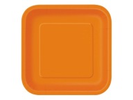 Papierové taniere, oranžové, 23 cm, štvorcové, 14 ks.
