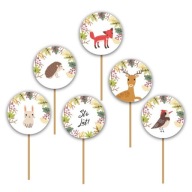 Pikers for muffins lesné zvieratká narodeniny 6 ks