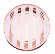ROSE GOLD STRIPES papierové taniere párty 23 cm