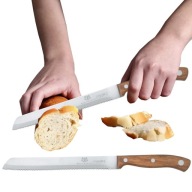 DOMÁCI GASTRONOMICKÝ NÔŽ DLHÝ NA CHLEBA CHLEBOVÝ PLÁŠKA SO ZUBMI 20 CM