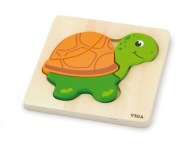 Prvé puzzle dreveného bábätka, korytnačka Viga