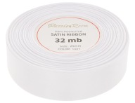 Saténová stuha na ozdobu, ozdobné svadobné hostie 25mm 32mb biela