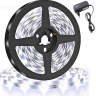 VODEODOLNÝ LED PÁS S NAPÁJOM STUDENÝ BIELY 5 M DEKORATÍVNY LED PÁS
