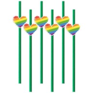 zelené slamky RAINBOW hearts LGBT rainbow x6