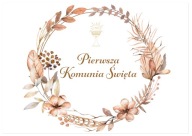Prijímanie Plagát Nápis PRVÉ SVÄTÉ PRIJÍMANIE Boho listy 61x43cm