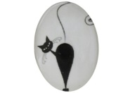 [046426] Sklenený kabošon s obrázkom mačky 18 x 13 mm
