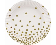 Jednorazové papierové taniere GOLDEN DOTS bodky NARODENINOVÁ PÁRTY 6 ks