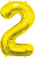 Balón s číslom číslo 2 Výročie narodenín zlatý 85 cm
