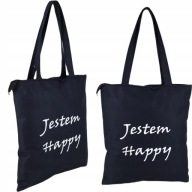 Nákupná taška I AM HAPPY, čierna