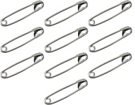 STRIEBORNÉ zatváracie špendlíky, poniklované, tuhé, ostré, na šitie dekorácií, 55 mm, 10 ks.