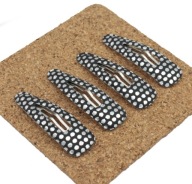 PYKI sponky do vlasov 5 cm ČIERNE STRIEBORNÉ BODKY 4 KUSY