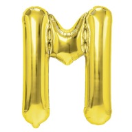 Fóliový balón v tvare písmena M, zlatý, 40 cm