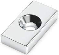 NEODYMOVÝ TAŠŤOVÝ MAGNET S OTVOROM NA SKRUTKU 20x10x3mm OTVOR 4mm