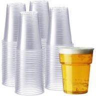 VEĽKÉ PEVNÉ PLASTOVÉ POHÁRKY NA PIVO, NÁPOJE, VODU, JEDNORAZOVÉ 300ml x50