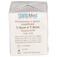 Trans-Med nesterilné gázové obklady 7,5 cm x 7,5 cm 100 kusov
