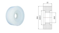 Rovný plastový valček bez ložísk, priemer 41mm, priemer 18mm