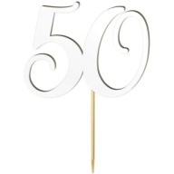 DEKORÁCIA laminátová torta TOPPER ČÍSLO 50 biela