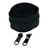 5mm páska na špirálový zips, čierna, 1m, 2 jazdce