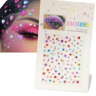 KRYŠTÁLOVÉ NÁLEPKY TVÁR kryštály DIAMANTY 3D EYES MAKEUP farby na vlasy