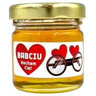 MEDOVÝ mini med BABIČKOVÝ DEŇ v tégliku 40g s nálepkou BABIČKA MILUJEM ŤA