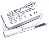 Napájanie LED ovládača 9w- 12w 9-12w 300mA 27-42v pre panely