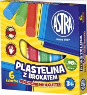 Astra plastelína 6 farieb s trblietkami 303109001