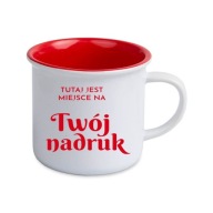 Retro keramický hrnček, 250 ml, s ľubovoľnou potlačou, červené vnútro