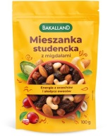 Bakalland študentský mix s mandľami 100g, kešu, lieskové oriešky, hrozienka