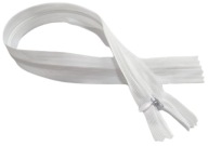 Zips 40 cm, vnútorný, nerozopínateľný špirálový zips, bielo-biely
