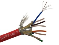 Ethernet krútená dvojlinka kat.7 FTP červená 1m Telegartner