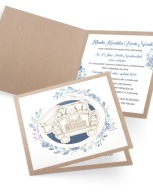 Personalizované svadobné oznámenie K4 s obálkou Just Married Blue Flower