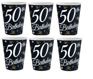Poháre Papierové poháre k 50. narodeninám Happy Birthday 250 ml 6 ks.