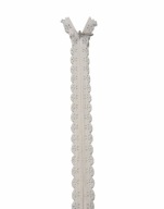 Krémový zips, prekrytý čipkou, 20 cm