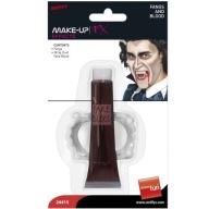 VAMPIRE set umelá krv JAWS zuby HALLOWEEN