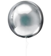 Fóliový balón Guľa, héliová, 55 cm, strieborná