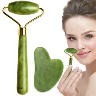 MASÁŽNA SÚPRAVA JADE ROLLER VALEC GUA SHA VALEC JADEITOVÝ KAMEŇ DARČEK